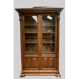 Library Showcase In Solid Walnut Showcase Napoleon III XIX Century