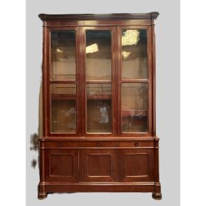 Showcase Cabinet In Two Bodies Napoleon III Mahogany And Veneer XIX Century