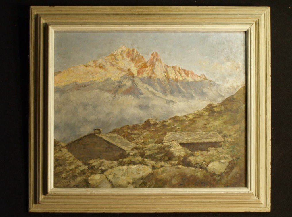 Mountain Landscape Signed C. Castelli (1870-1959)-photo-2