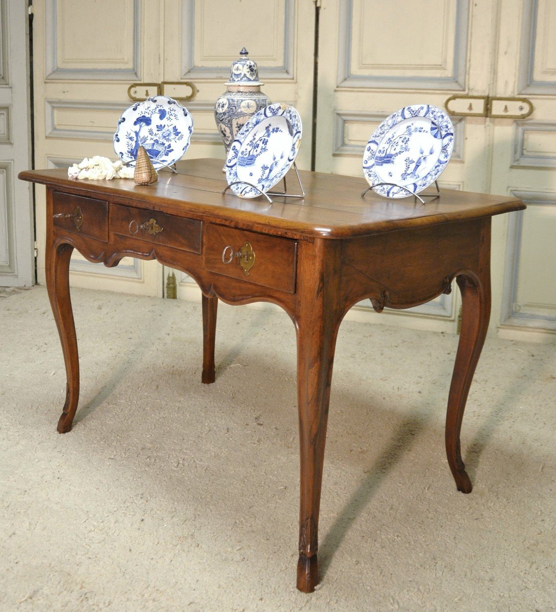 Walnut Flat Desk, Alsace 18th Century Period.-photo-4