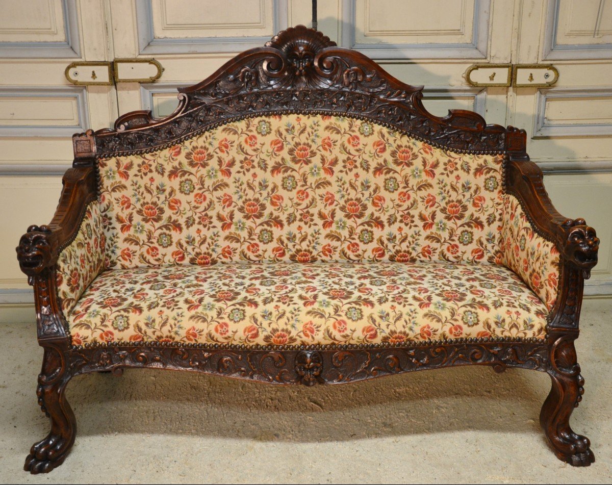 Renaissance Style Walnut Sofa