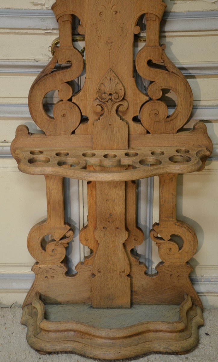 Small Coat Rack, Cane And Umbrella In Oak-photo-4