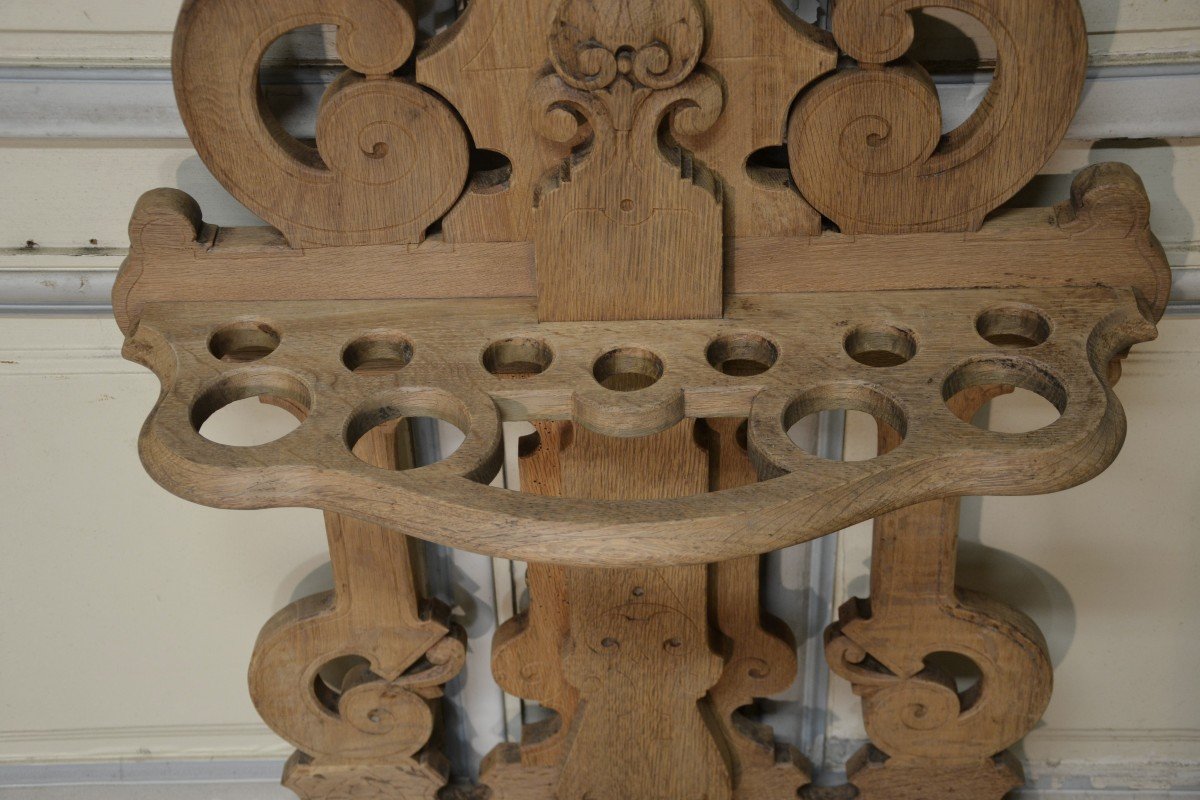 Small Coat Rack, Cane And Umbrella In Oak-photo-2