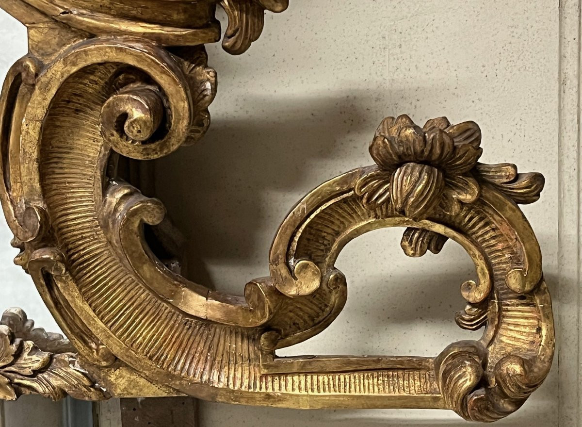 19th Century Gilded Wooden Mirror Pediment-photo-2