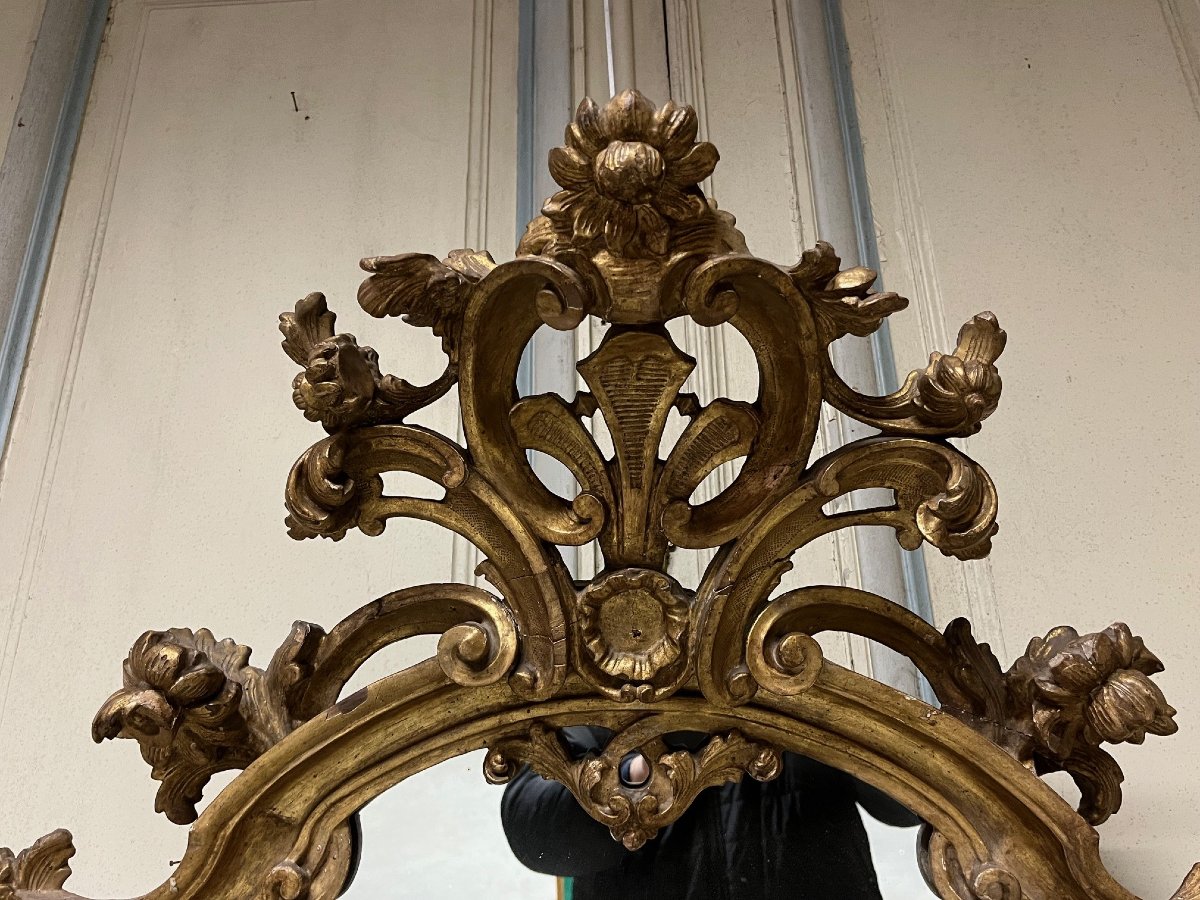 19th Century Gilded Wooden Mirror Pediment-photo-3