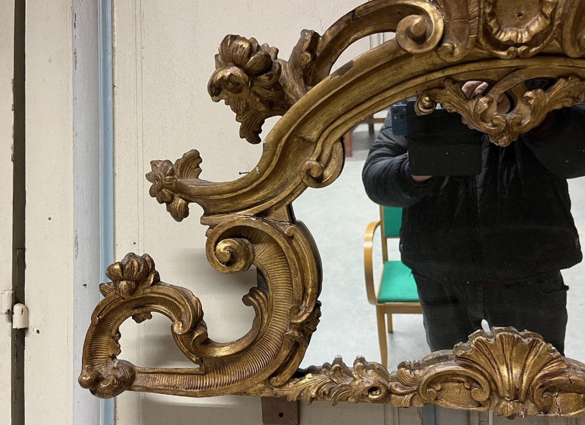 19th Century Gilded Wooden Mirror Pediment-photo-4