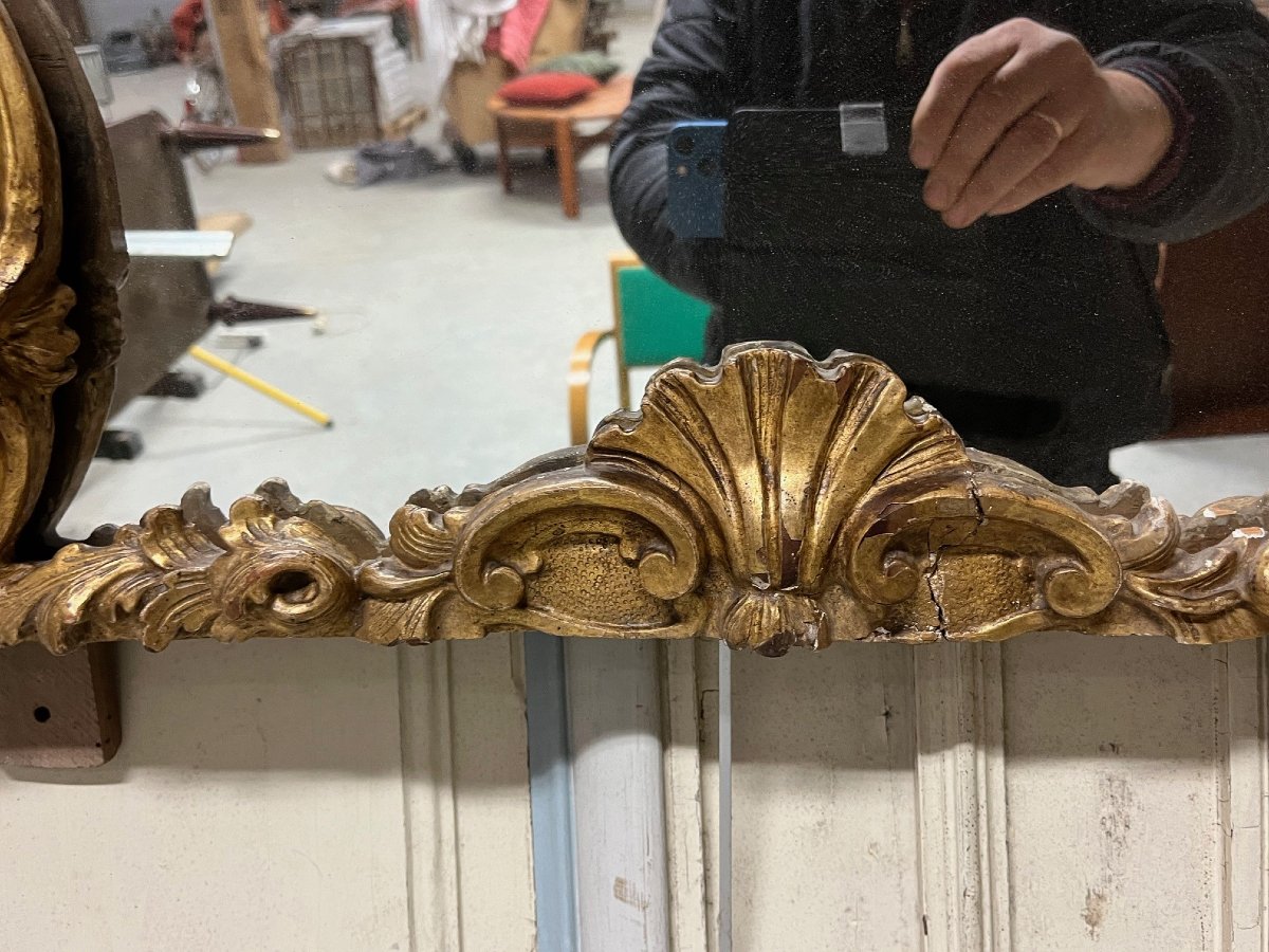 19th Century Gilded Wooden Mirror Pediment-photo-1