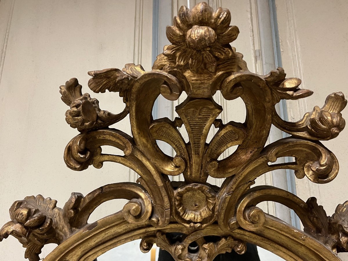 19th Century Gilded Wooden Mirror Pediment-photo-2