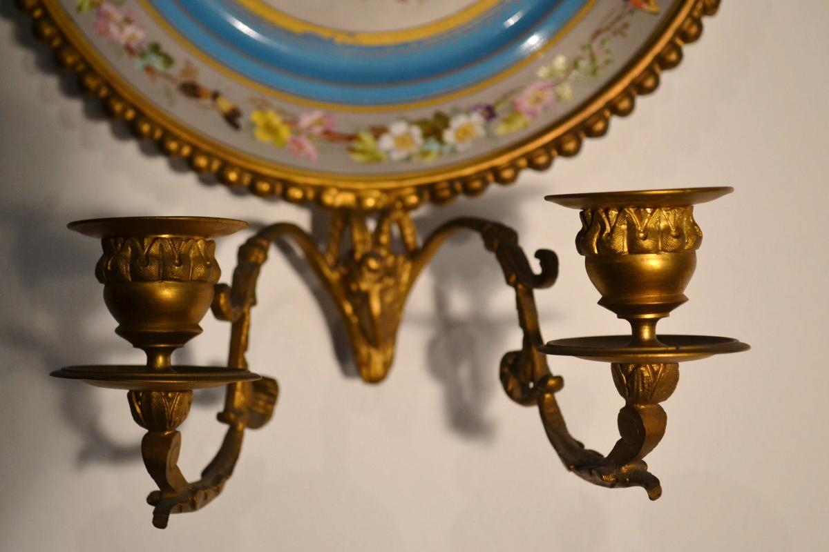 Pair Of Porcelain Wall Sconces From Sèvres, 19th Century-photo-3