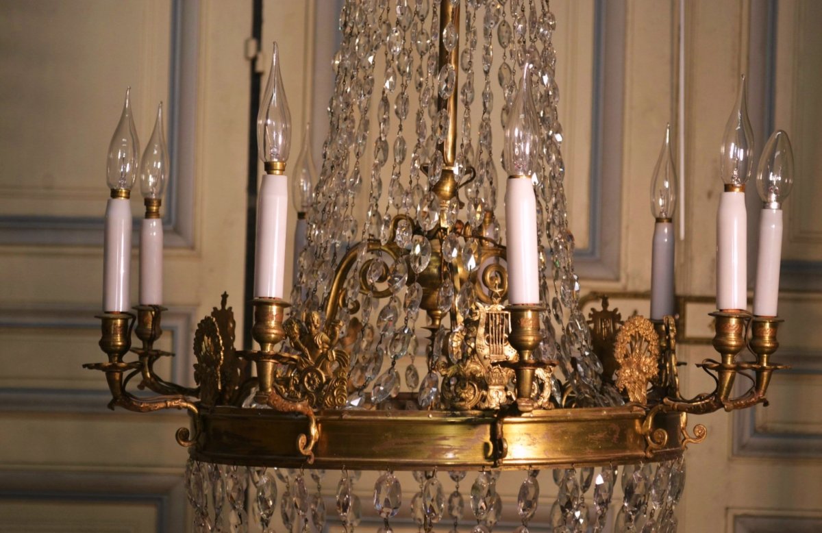 Lustre Bronze Et Pampilles De Style Empire-photo-2