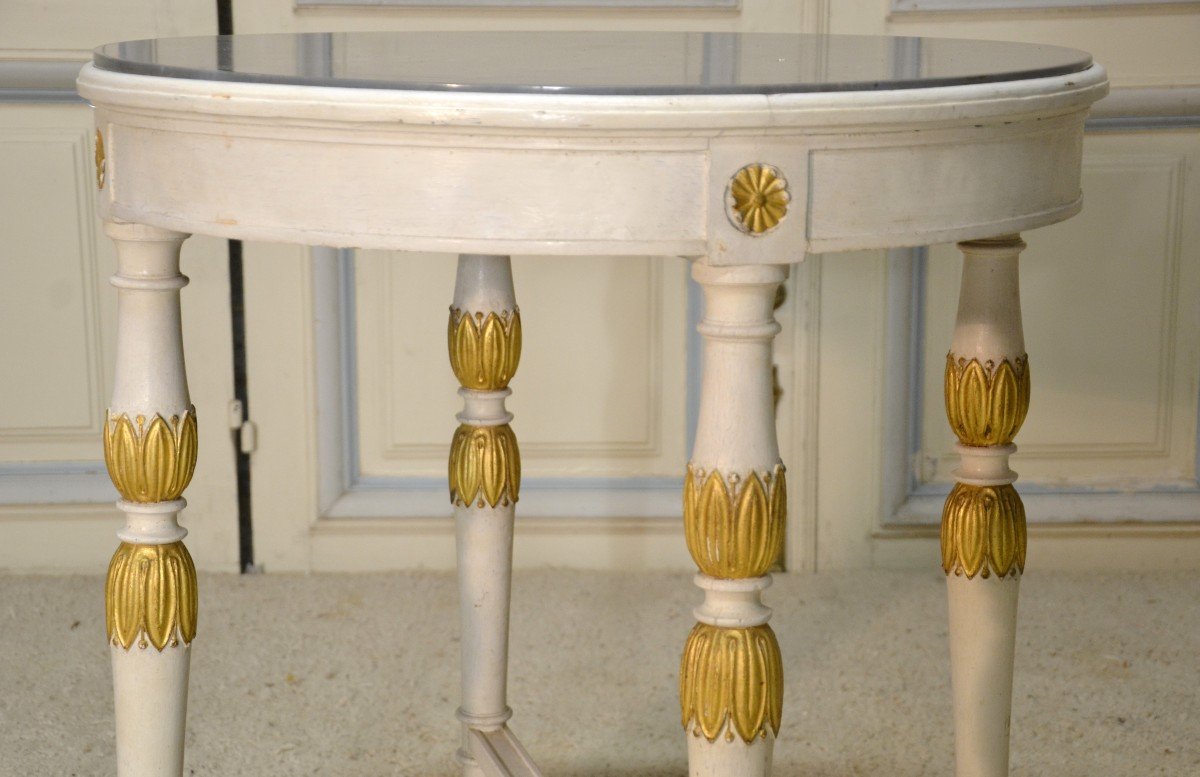 Consulate Style Lacquered And Gilded Wood Pedestal Table-photo-2