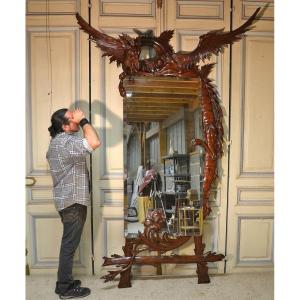 Large Dragon Mirror In The Taste Of Gabriel Viardot