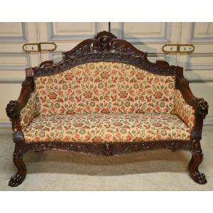 Renaissance Style Walnut Sofa