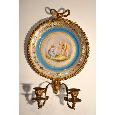 Pair Of Porcelain Wall Sconces From Sèvres, 19th Century