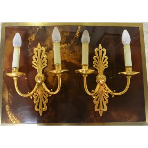 Pair Of Gilt Bronze Sconces From The 60s