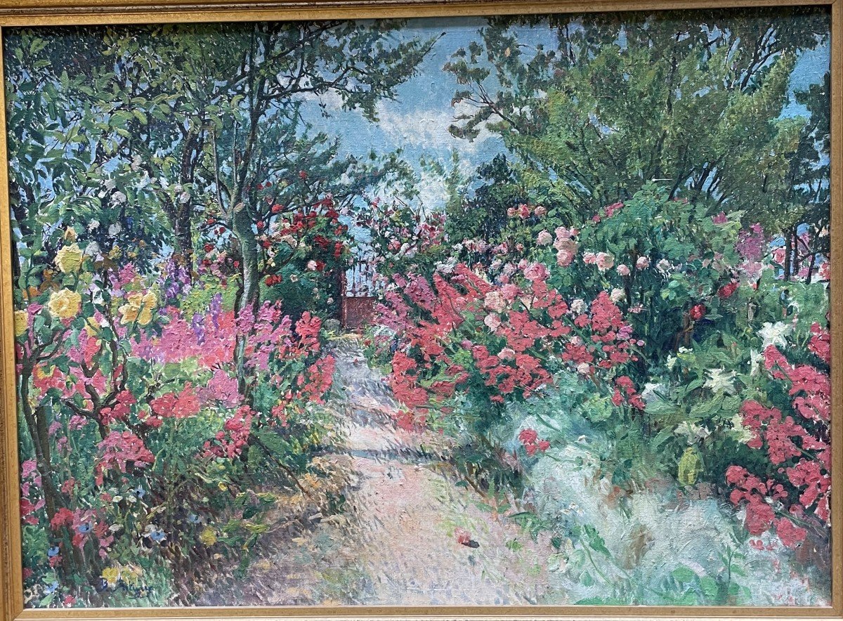 Oil On Canvas By Bernard Joseph Artigue, In The Garden.