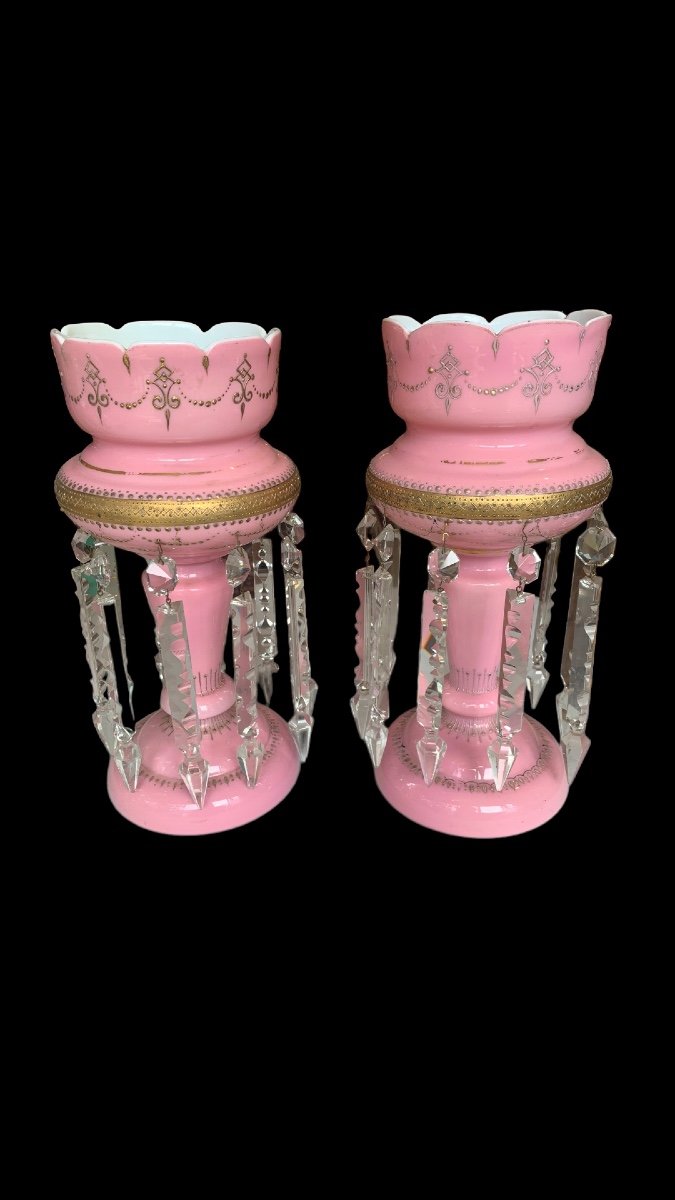 Pair Of Pineapple Holder In Pink Opaline-photo-2