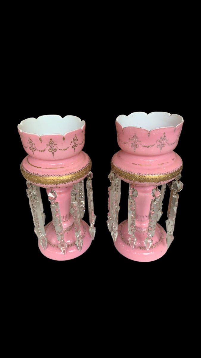 Pair Of Pineapple Holder In Pink Opaline-photo-3