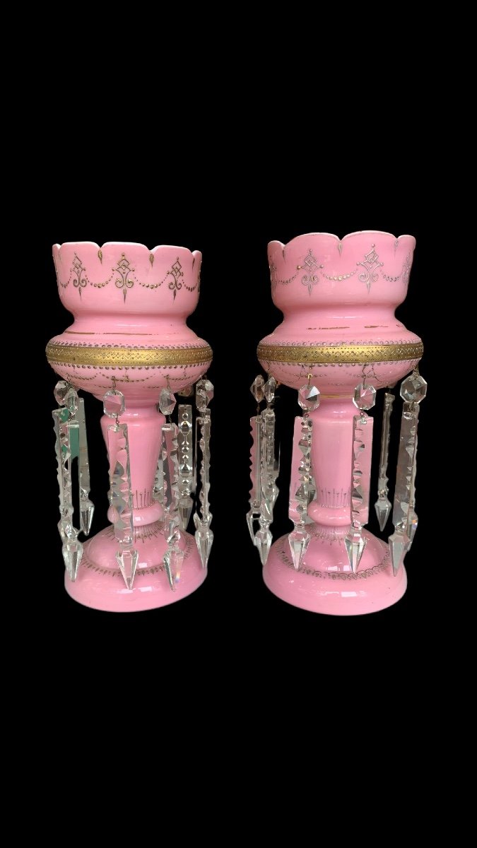 Pair Of Pineapple Holder In Pink Opaline-photo-4