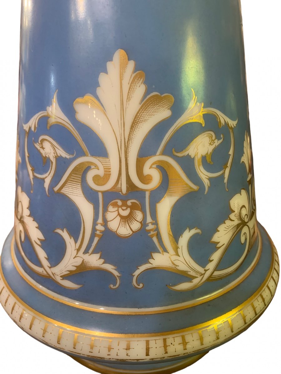 Vase En Cristal, Opaline Bleu -photo-7