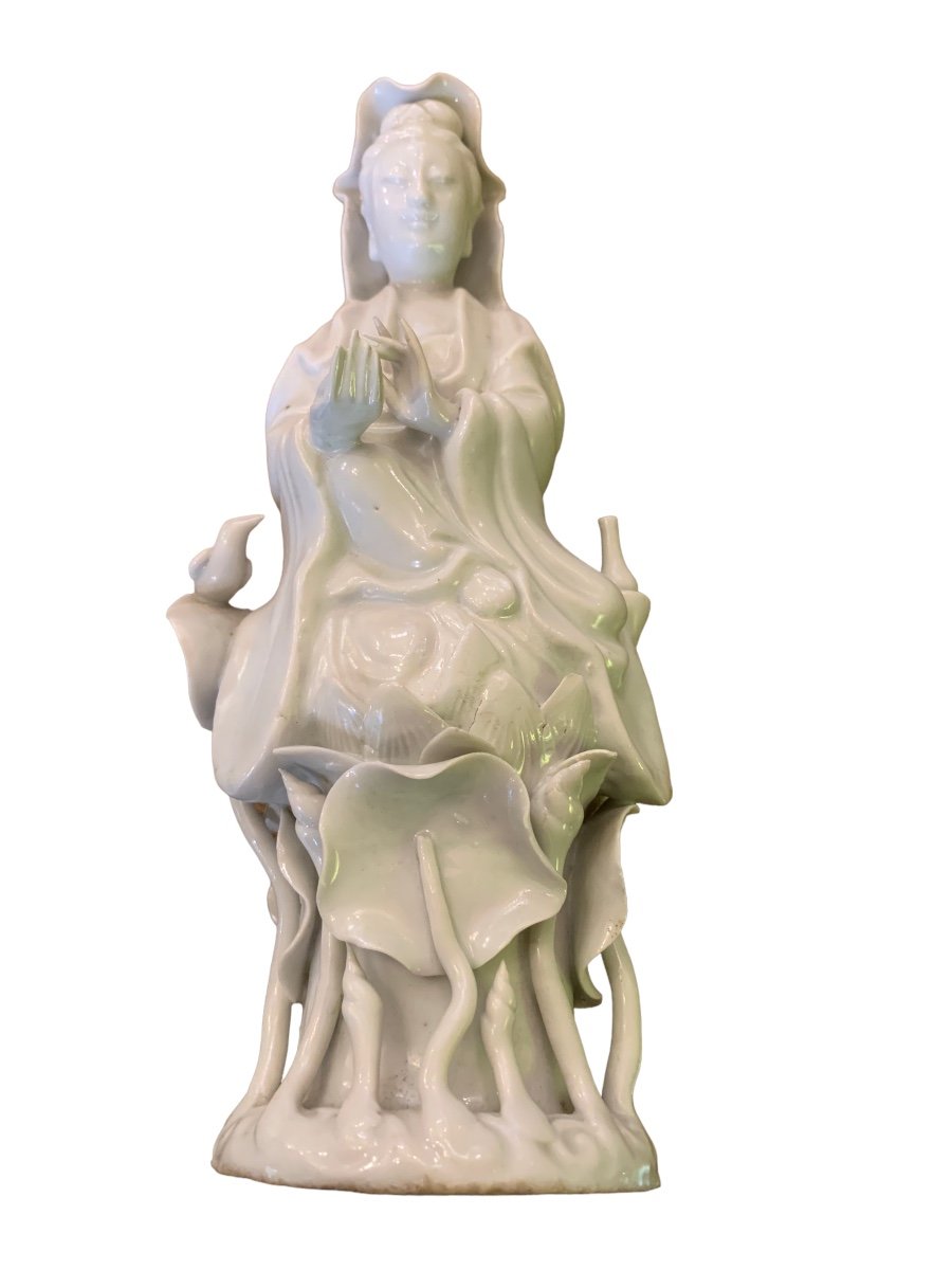 Guanyin Kwan-yin Quanyin Blanc De Chine En Porcelaine-photo-1