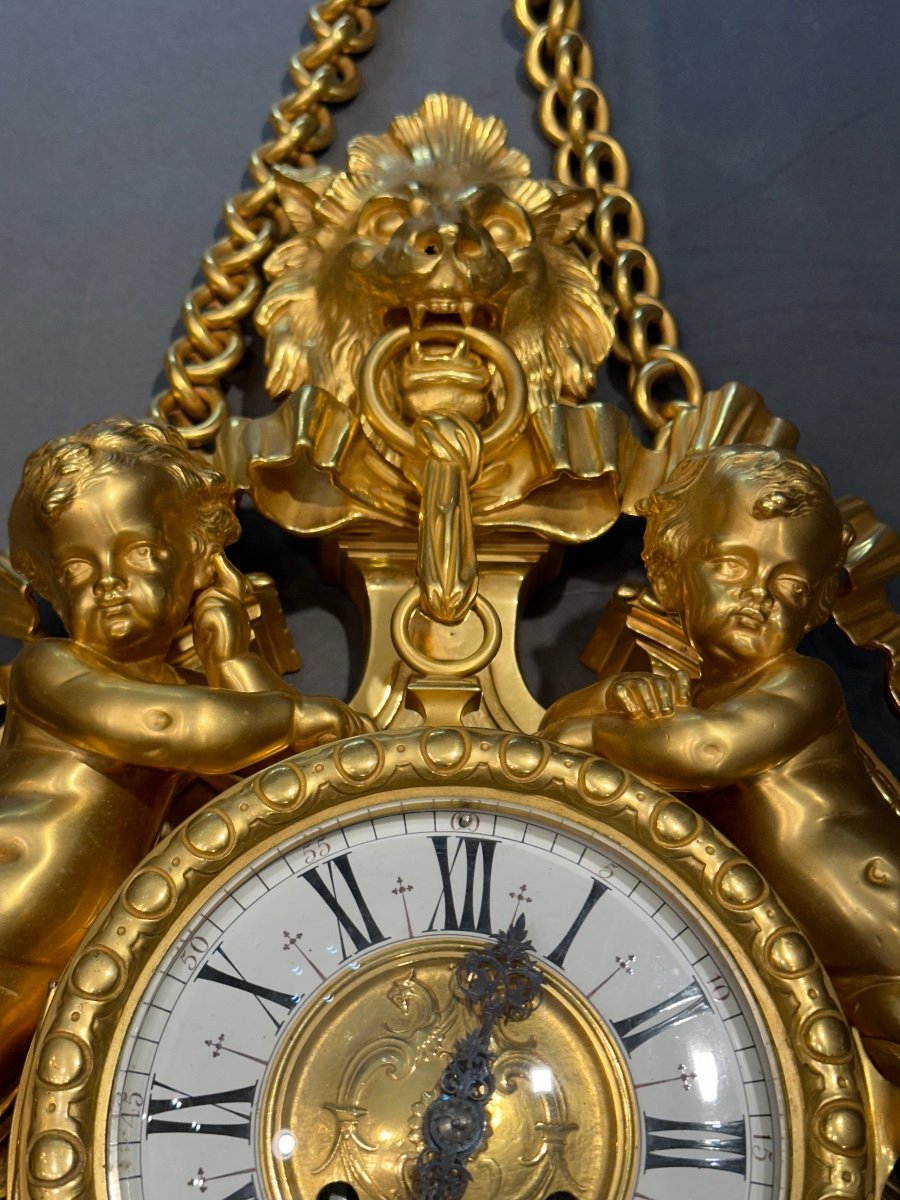 Important Wall Cartel In Gilt Bronze-photo-3