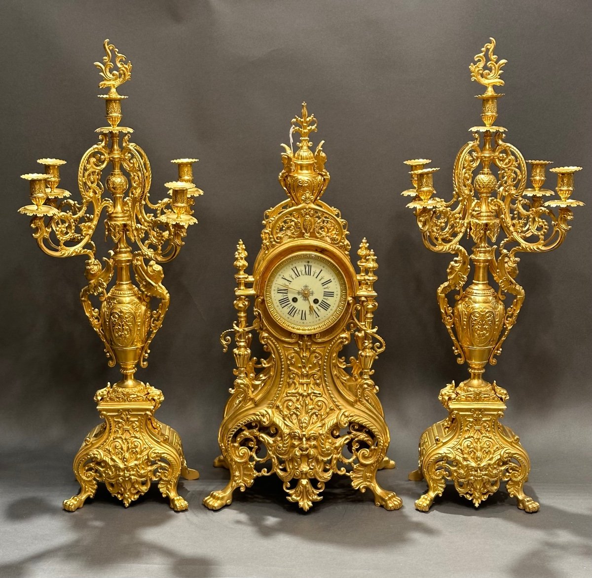 Garniture De Cheminée En Bronze 