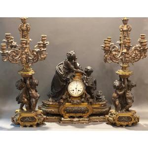  Louis XV Rocaille Style Double Patina Gilt Bronze Fireplace Trim