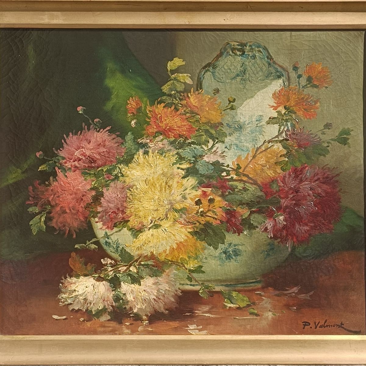 Still Life With Flowers Signed P.valmont Pseudonym Of Henri Cauchois -photo-4