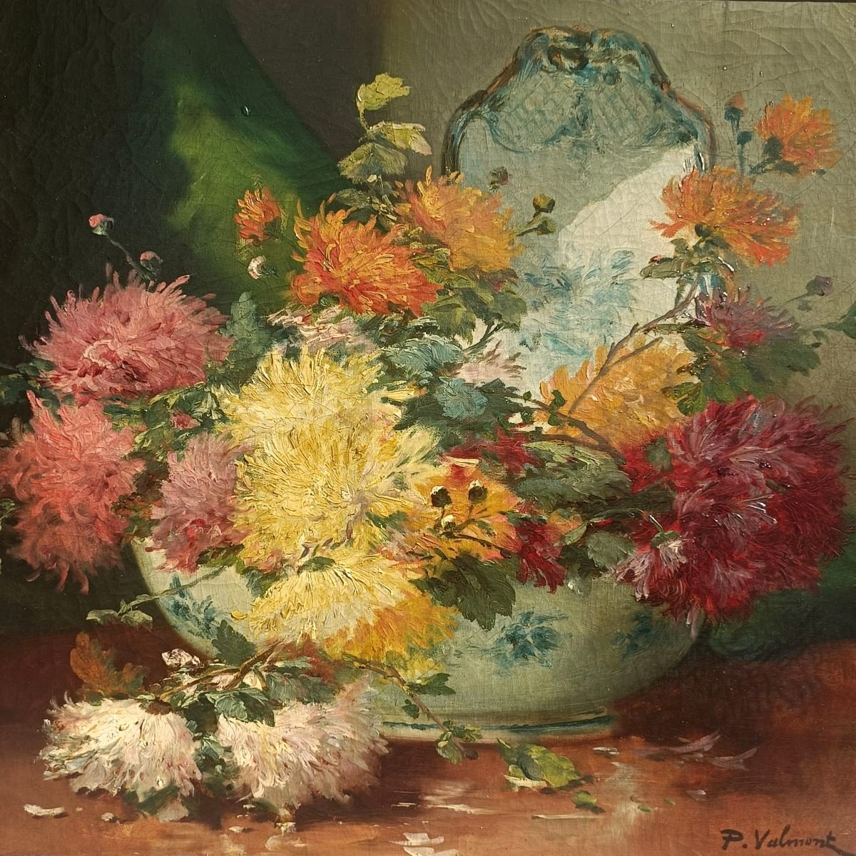 Bouquet de Fleurs Signé P.valmont Pseudonyme de Henri Cauchois-photo-2