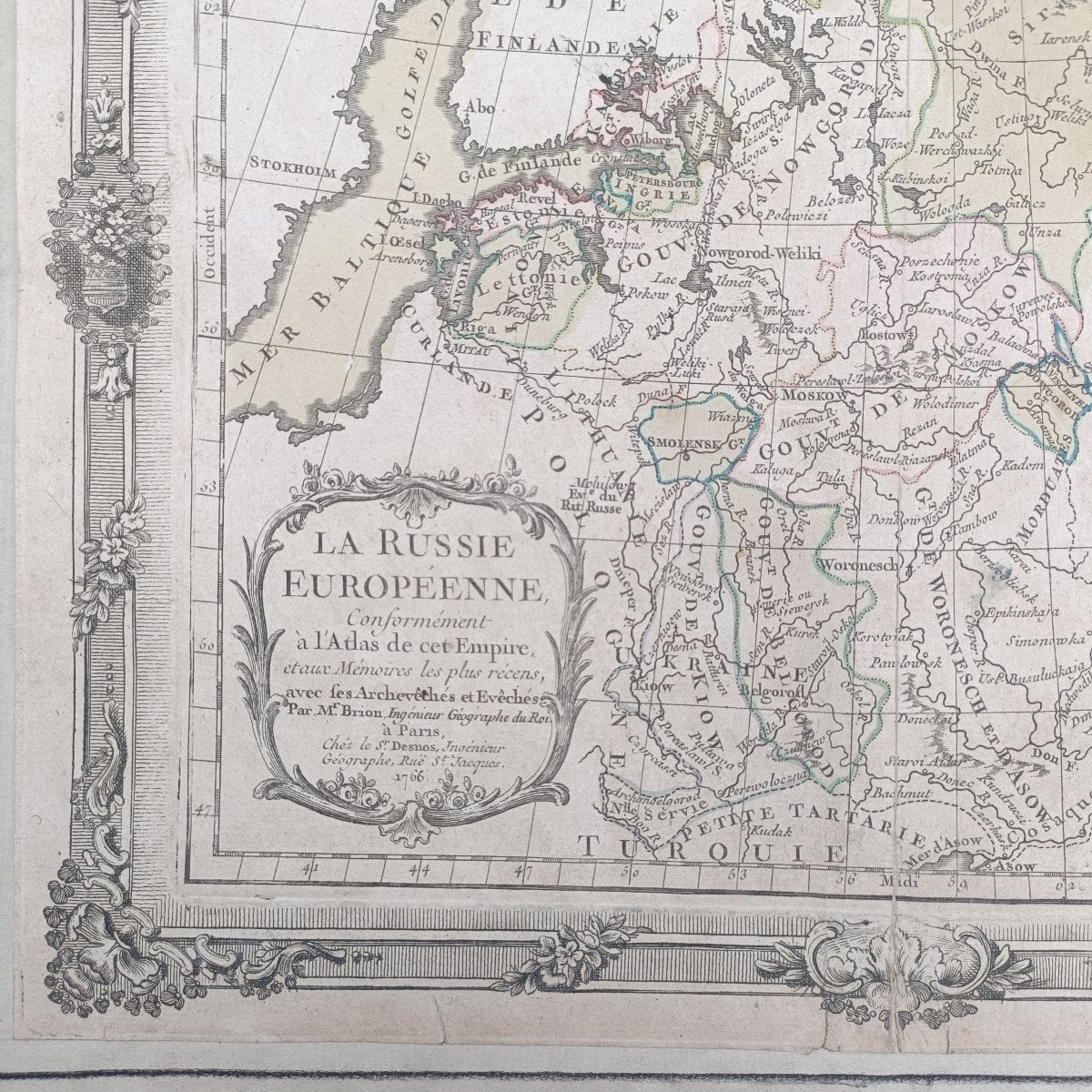 La Russie Européenne  Brion De La Tour 1766 Carte Géographie-photo-2