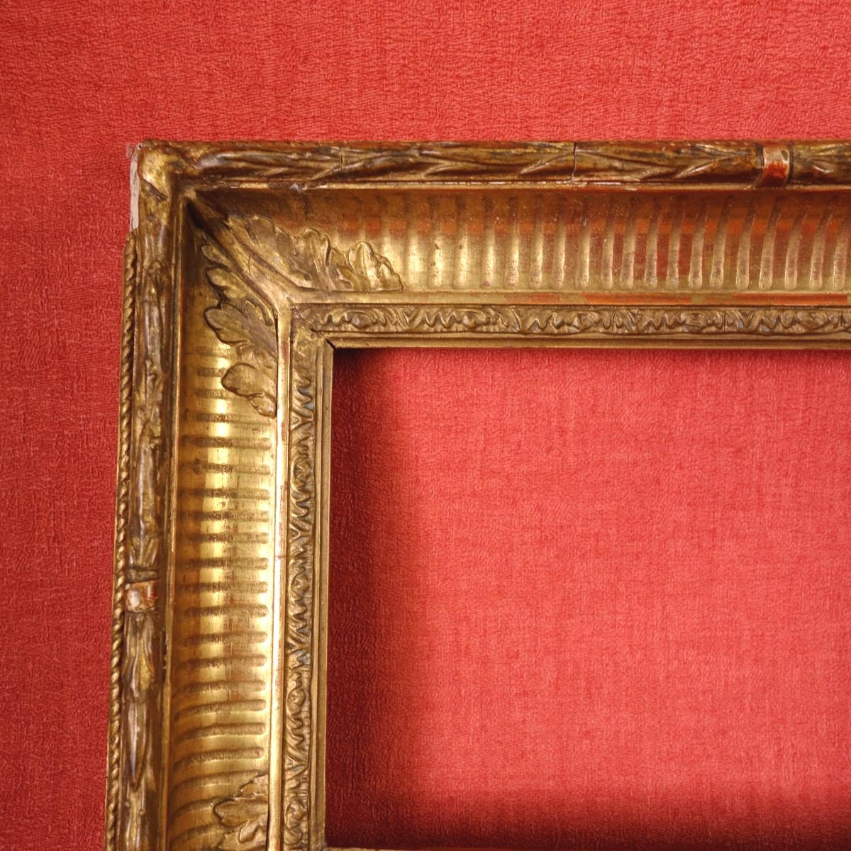 Small Frame With Golden Stucco Channels Nineteenth Rebate: 15.5 X 10.5 Cm-photo-2