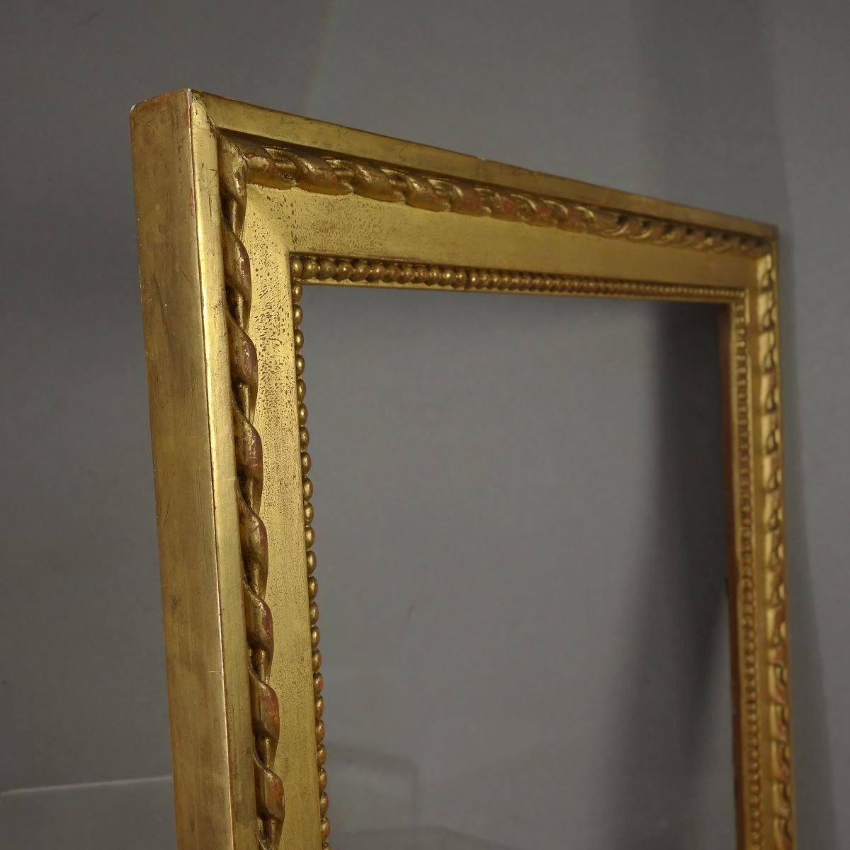 Frame First Half 19th Century Golden Leaf Gold Ribbon And Row Of Pearls Louis XVI Style-photo-4