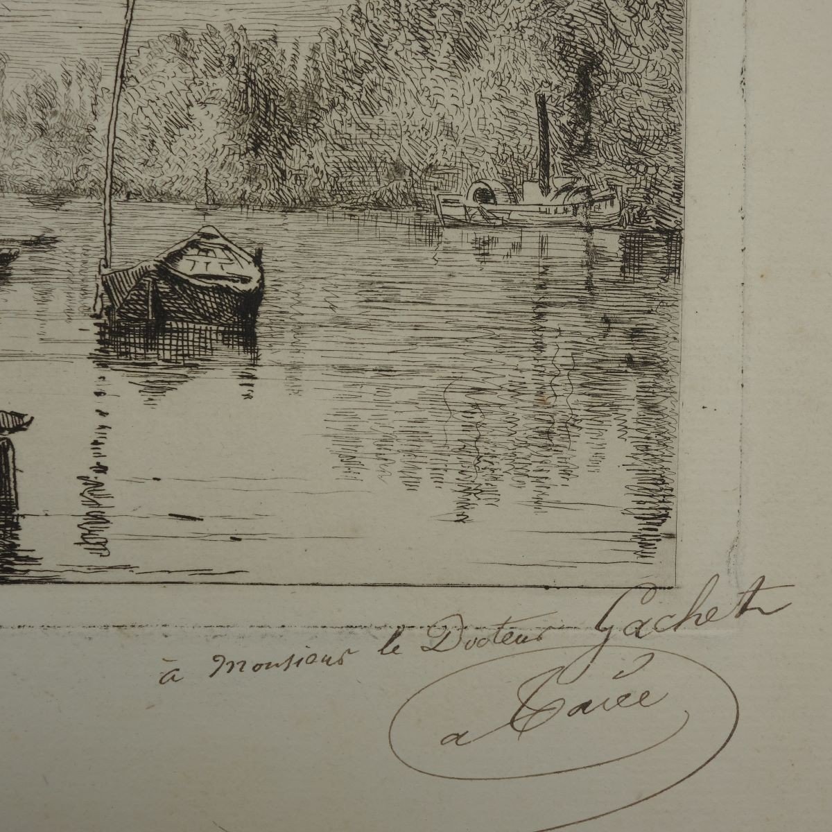 Taiee Alfred (1820-1880) Around St Denis Etching Countersigned Dedicated Doctor Gachet -photo-2