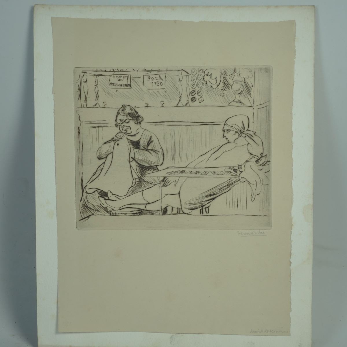 Dulac Jean XXth "week Service" Art-deco Drypoint Countersigned-photo-2
