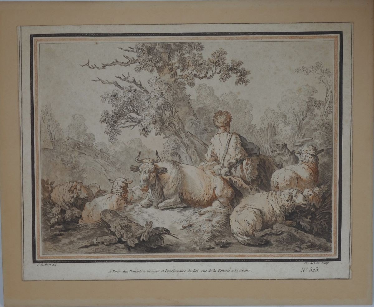 Demarteau After Jbhuet Pair 18th Century Prints Berger Bergère -photo-4