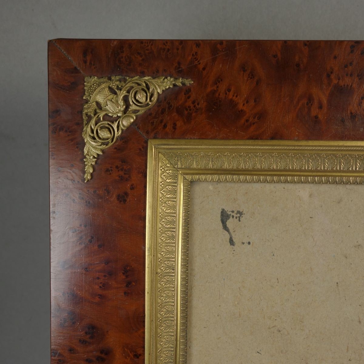 Restoration Style Frame 1st Half 20th Century Tuya Veneer And Golden Brass 