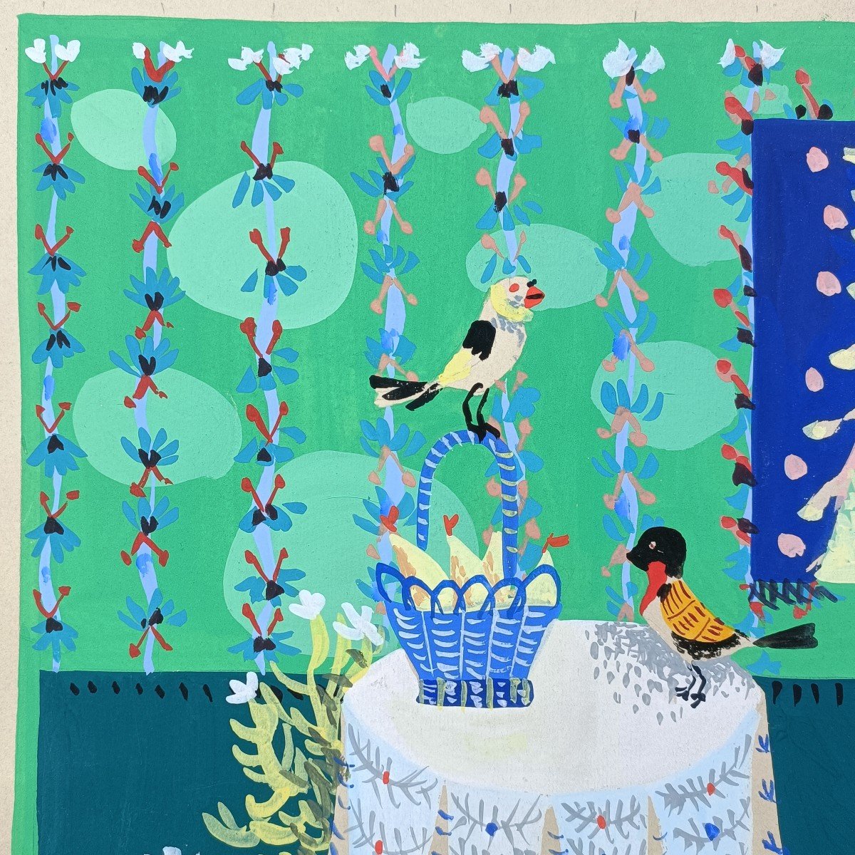 Birds In A Vintage Gouache Interior -photo-4