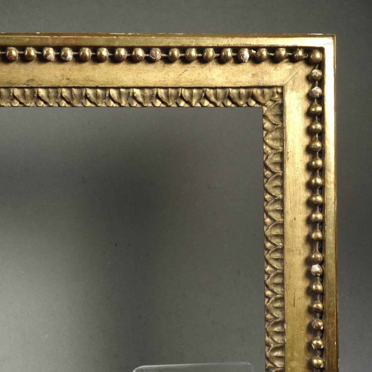 Louis XVI Style Frame Carved Wood Golden Leaf Circa 1950 Rabbet: 34 X 27 Cm-photo-3