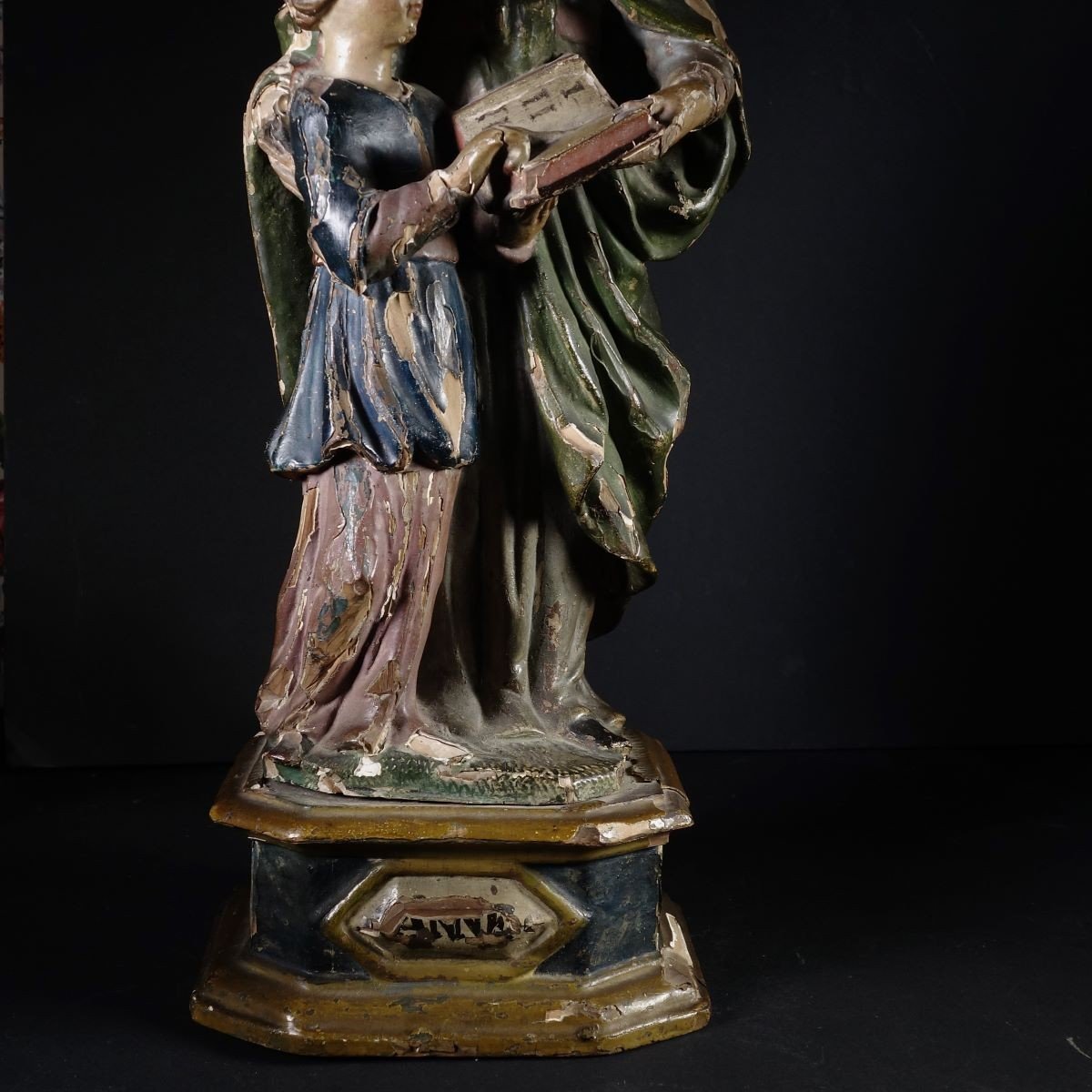 Sainte Anne l'éducation De La Vierge Sculpture Polychrome France XVIIIe  Hauteur : 40 Cm-photo-3