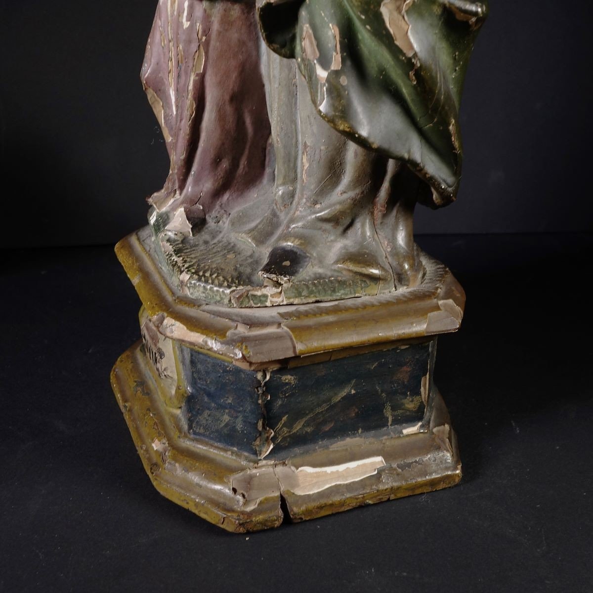 Sainte Anne l'éducation De La Vierge Sculpture Polychrome France XVIIIe  Hauteur : 40 Cm-photo-5