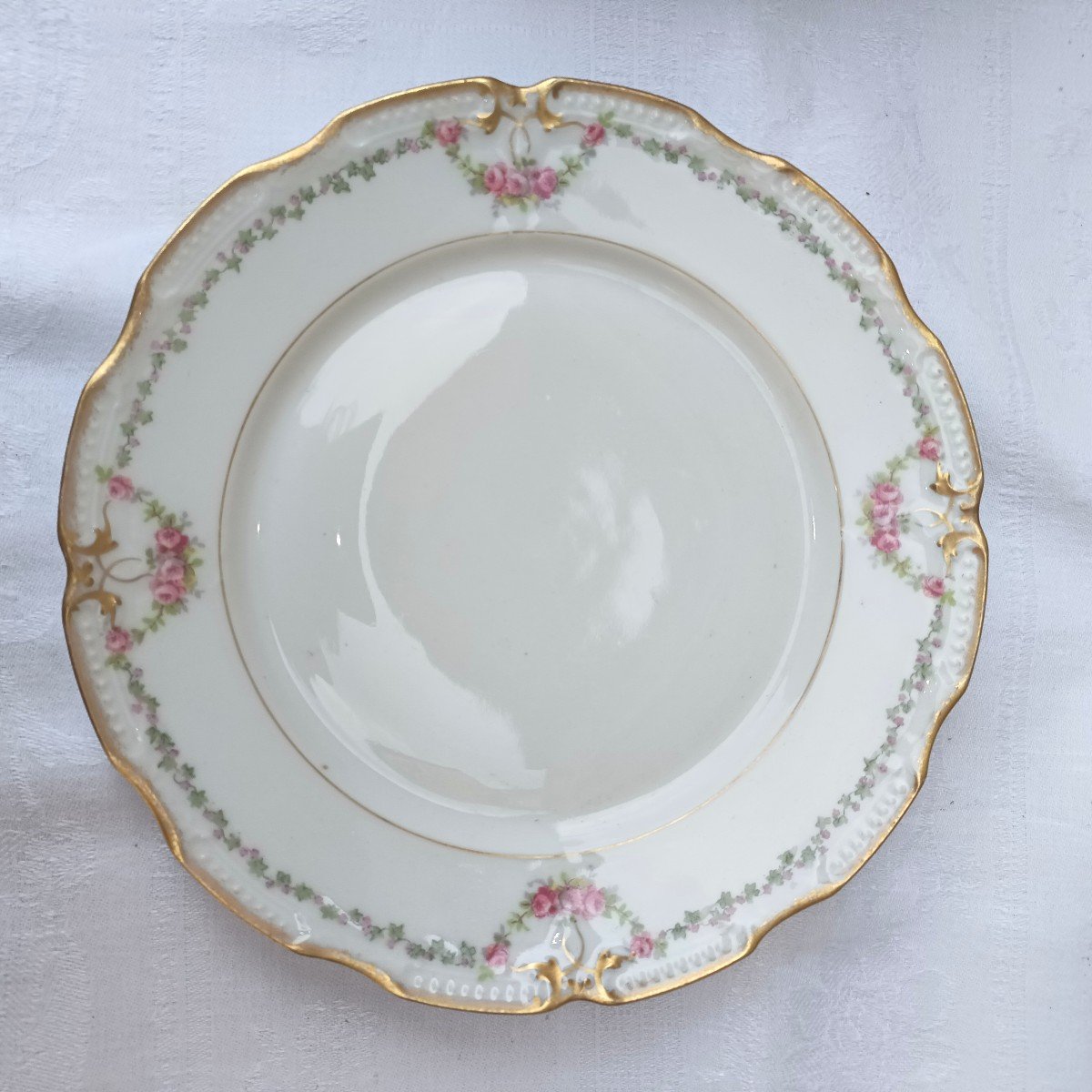 Limoges Porcelain With Earthenware Lions 6 Dinner Plates 6 Dessert Plates 6 Soup Plates -photo-4