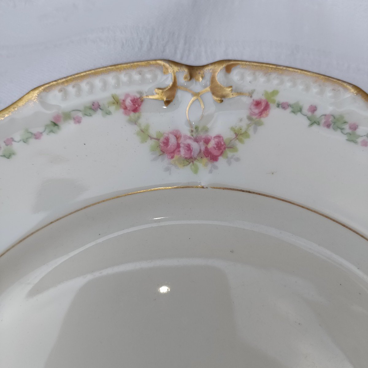 Limoges Porcelain With Earthenware Lions 6 Dinner Plates 6 Dessert Plates 6 Soup Plates -photo-3