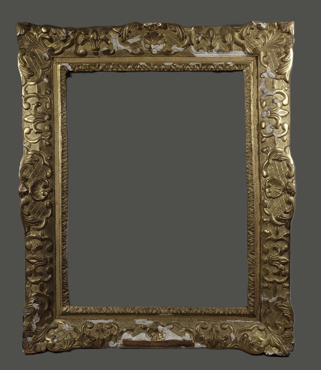 Berain Frame 18th Louis XIV Golden Wood Rabbet: 45 X 35 Cm