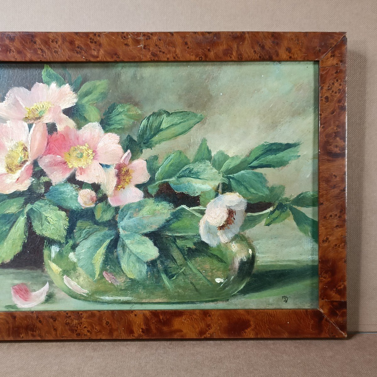 Bouquet Of Christmas Roses Circa 1900 Monogram Painting -photo-4