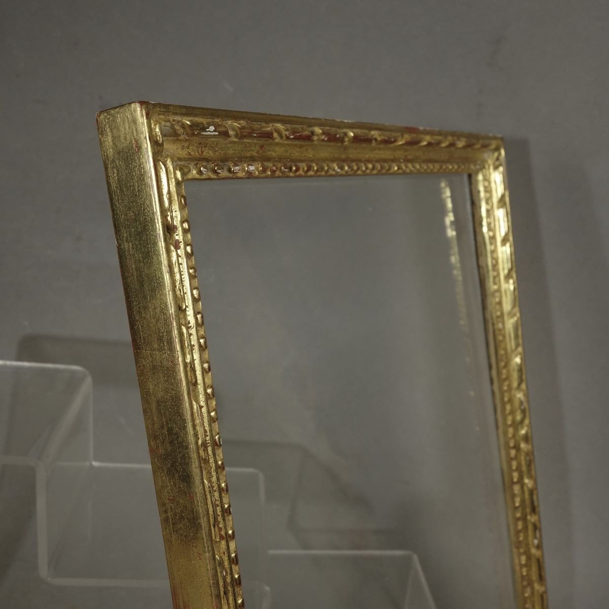 Small Baguette Frame 18th Century Style Gilded Wood 20th Century Rebate: 29.5 X 22.5 Cm-photo-2