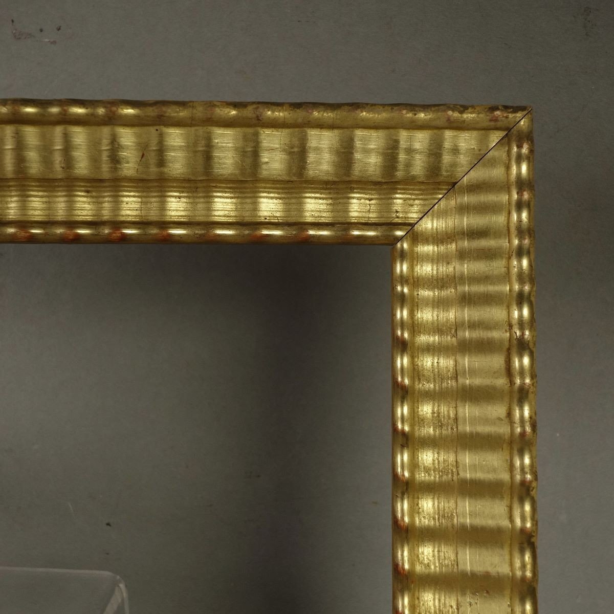 19th Century Baguette Frame With Gold Gilded Godrons Motif Rebate: 22.5 X 27.5 Cm-photo-3