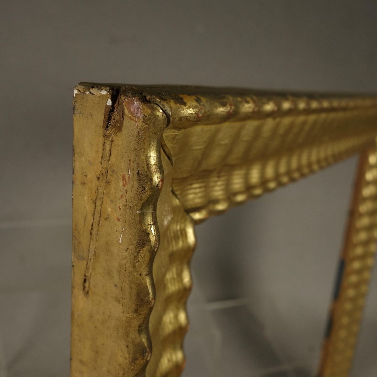 19th Century Baguette Frame With Gold Gilded Godrons Motif Rebate: 22.5 X 27.5 Cm-photo-1