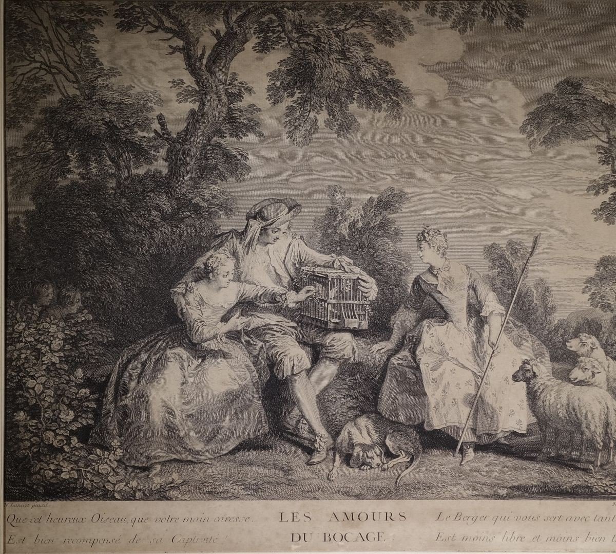 The Loves Of The Bocage, Nicolas De Larmessin (iii) 18th Century Print -photo-2