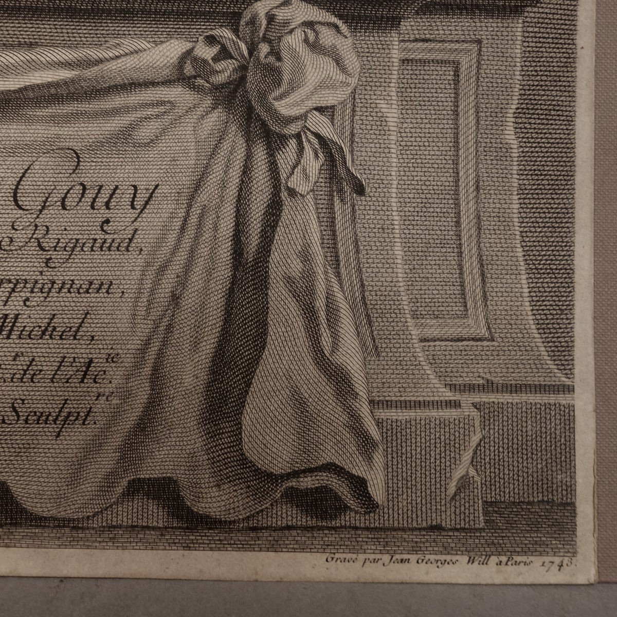 Portrait Of Elisabeth De Gouy Engraving By Johann Georg Wille Dated 1743-photo-3